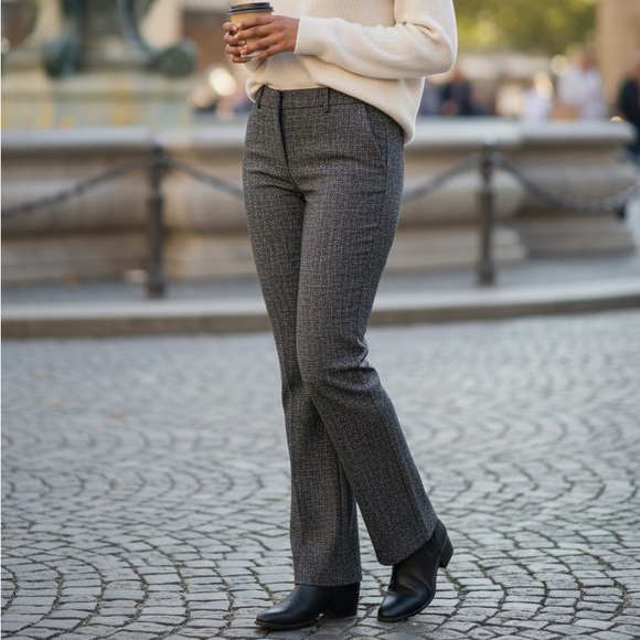 Express Pants - Express Black & White Stretch Tweed Editor Barely Boot Low Rise Slacks Size 6L